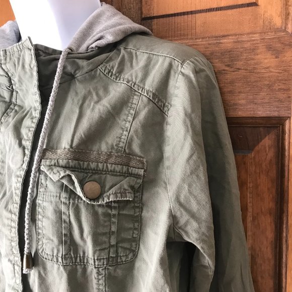 Ashley by 26 International Outerwear Olive Green Army Style Jacket w/Hood Medium - Picture 4 of 15